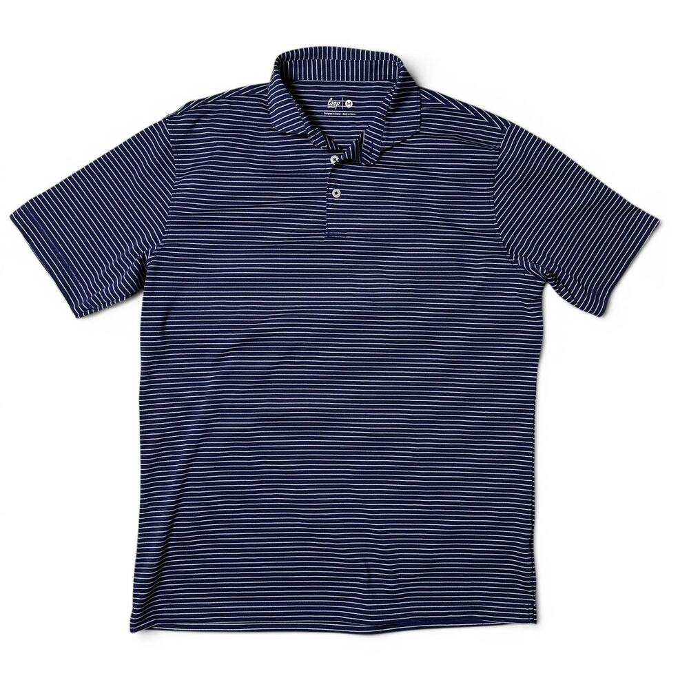 Loop Active Polo Shirt Mens Size M Navy White Stripe Golf UPF 50 Performance